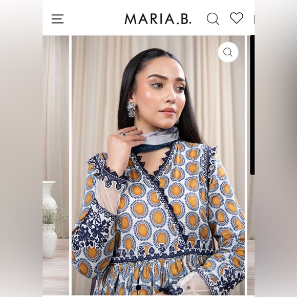 Blue and White Patterned Maria. B. Lawn Dress - Picture 5 of 11